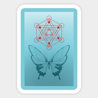 metatrons cube and monarch butterfly Sticker